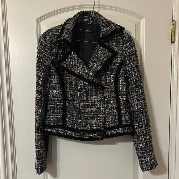 New York & Company Jackets & Blazers - NY & Co METALLIC Heavy Tweed Double-Breasted Jacket - Multicolor Textured